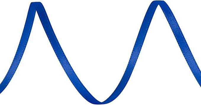 LIUYAXI Blue Double Faced Satin Ribbon, 1/8" X Continuous 100 Yards, Thin Ribbons Perfect for Gift Wrapping Wedding Invitation Card Hair Bows Tag Floral Arrangement DIY Craft