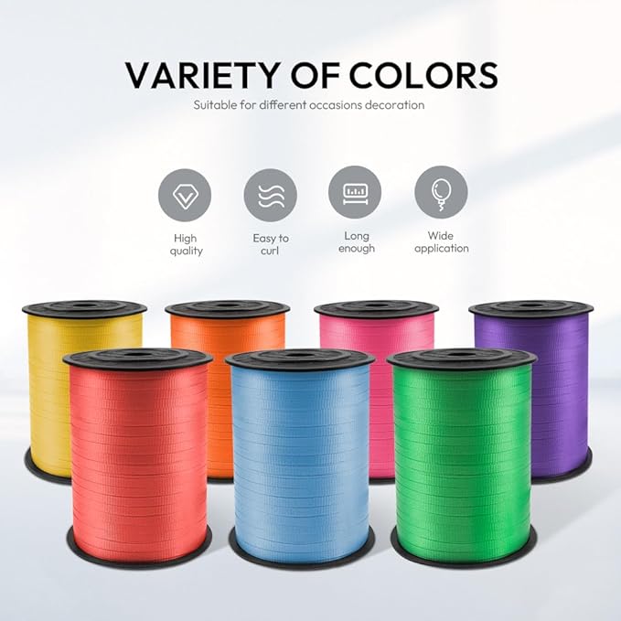 500 Yards Curling Ribbon with Spool, 1/5" Wide Crimped Texture Curling Ribbons - Perfect for Gift Box Wrapping, Florist Flowers, Birthday Party Decorations, and Balloon String Ribbon in Gold