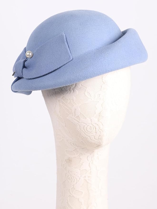 Women Wool Felt Ribbon French Fashion Vintage Millinery Beret Hats Top Cap Ladies Party Wedding Fedoras Chapeau