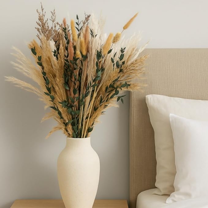Musunny Pampas Grass Decor, Boho Decor Dried Flower Bouquet for Room,Bedroom,Office,Dried Flower Arrangements for Home Decor Wedding Centerpieces