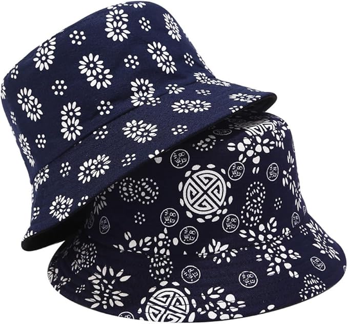 Quanhaigou Bucket Hat for Men Women,Packable Reversible Printed Sun Hats,Fisherman Outdoor Summer Travel Hiking Beach Caps
