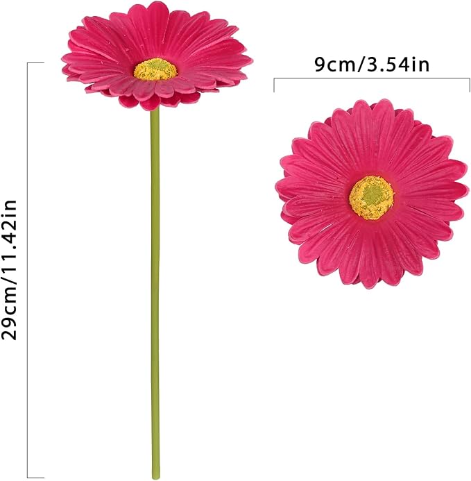 IPOPU Daisies Flowers Artificial,20PCS Gerbera Daisy Artificial Flowers Fake Daisies for Wedding Party Office Home Decorations(Rose Red)