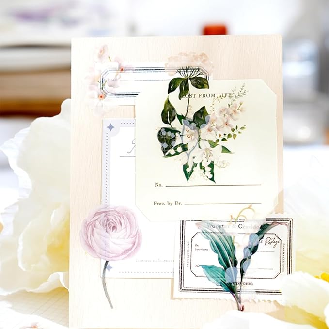 100 Pcs Lavender Purple Flower Stickers for Scrapbooking Junk Journal Notebook Diary Planner Letter Envelope Water Bottle Phone Case Craft Decoration