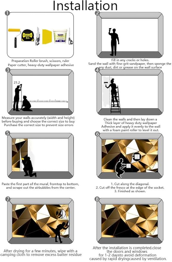 Golden 3D Geometric Lines Wallpaper - Large Wall Murals, Sofa & TV Wallpaper (Non-self-Adhesive)
