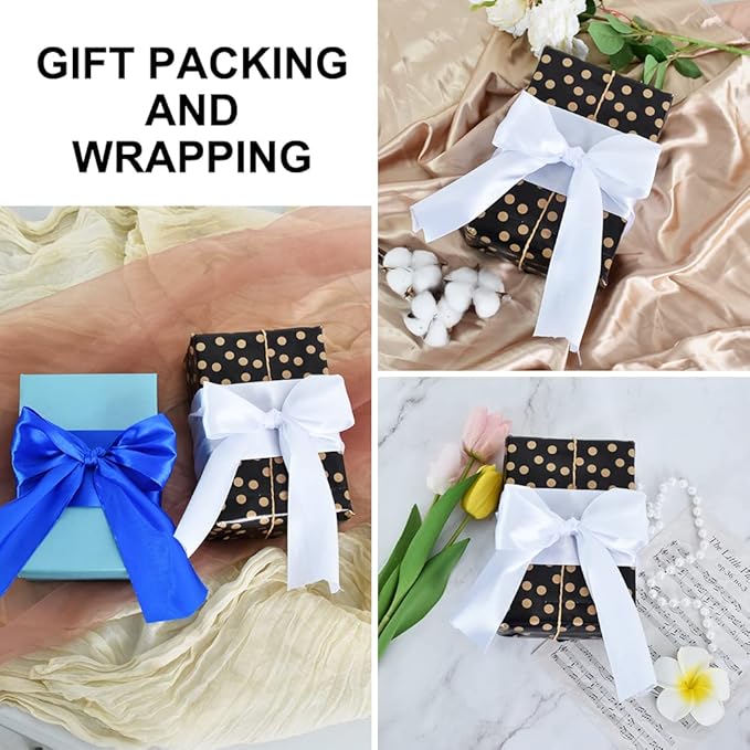 TONIFUL White Satin Ribbon 3 Inch X 25yds Solid Silk Ribbons for Gift Wrapping, Craft, Floral Bouquets, Valentine's Day Christmas Gift Wrapping, Party Wedding Decoration,Halloween
