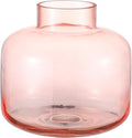 Pink Glass Vase, Short Flower Vase, Round Glass Vases for Flowers, 6 Inch Small Glass Vases for Living Room, Dining Table, Wedding, Bookshelf, Office, Coffee Table