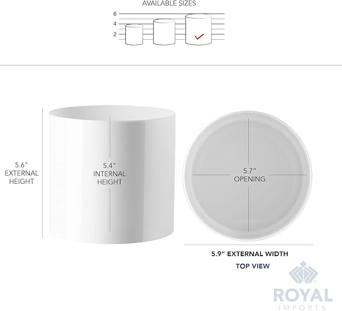 Royal Imports Flower Acrylic Vases Cylinders - Decorative Centerpiece Display for Home or Wedding - Non Breakable Plastic, 6" - White