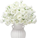 Ranunculus Artificial Flower White Faux Silk Mini Peony Flowers Fake Peonies Wedding Flowers DIY Bouquet for Centerpieces Arrangements Bridal Shower Decorations 18 Pcs(White)
