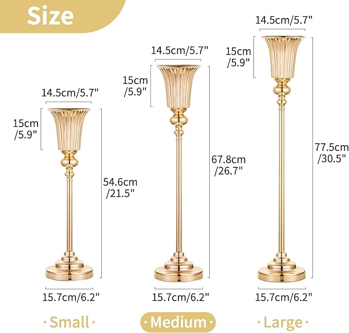 NUPTIO Flower Vase Centerpiece Wedding: 10 Pcs 26.7" Tall Gold Stand Metal Trumpet Vases for Wedding Party Table Decoartions