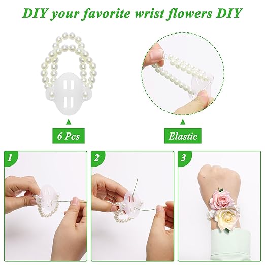 Bouquets Floral Wire Arrangement Tool Kit, COITEK DIY Bouquet Making Tools with 3P Floral Tape, 6P Elastic Pearl Wrist, Floral Wire,Flower Pin, Cutter, Ribbon for Wrist Corsages Wedding Decor