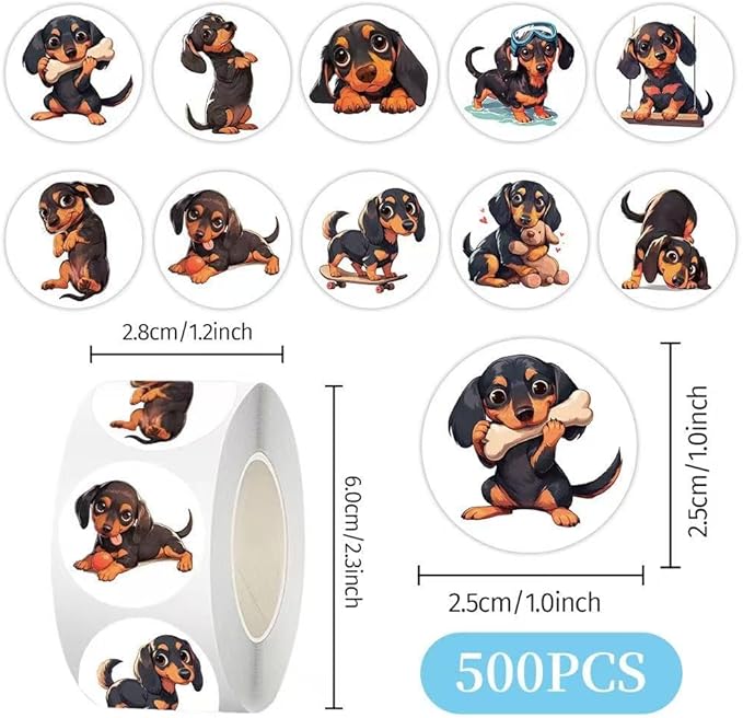 1000 Pcs Dogs Stickers Bulk 2 Roll 1 Inch,Funny Cartoon Puppy Pet Stickers for Kids Classroom Boys Girls School Students.Cute Animal Sticker Pack Gift for Party Favors Book Water Bottles Laptop