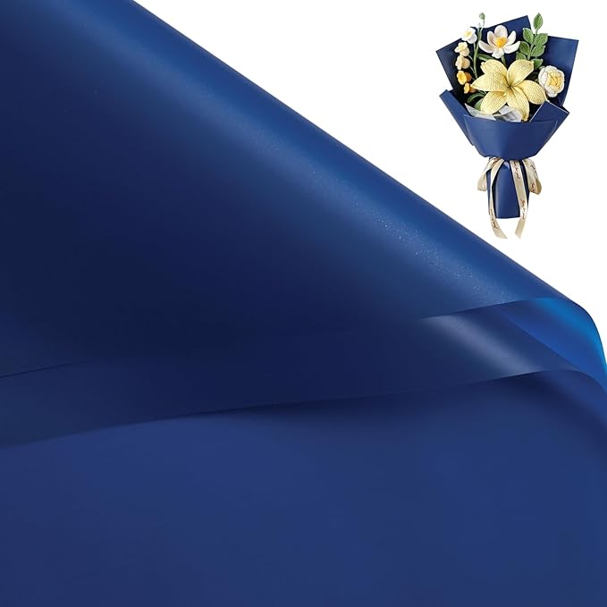 WRAPAHOLIC 20 Sheets Flower Wrapping Paper - 22.4 x 22.4 inch Pure Royal Blue Water-Resistant Floral Bouquet Wrapping Paper, Florist Supplies Packaging for Wedding Birthday Gift DIY