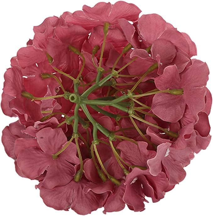 Flojery Silk Hydrangea Heads Artificial Flowers Heads with Stems for Home Wedding Decor,Pack of 10 (Mauve)