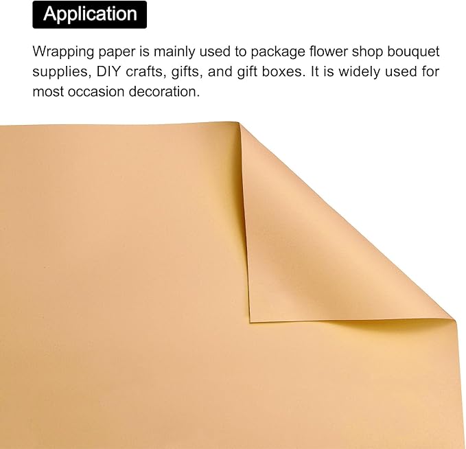 MECCANIXITY Pearlescent Film Flower Wrapping Paper 22.8x22.8 Inch Waterproof for DIY Crafts, Gift/Gift Box Packaging Cream Orange Pack of 20
