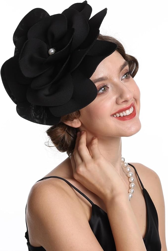 Feather Fascinator for Women - Vintage with Headband and Clip Tea Party Headwear