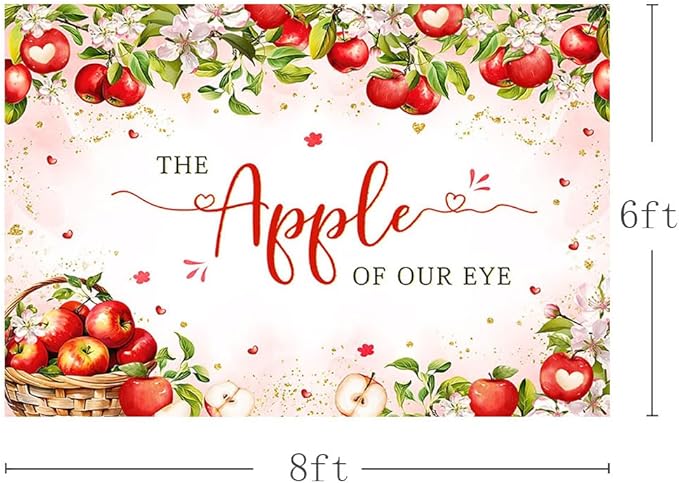 MEHOFOND Fall Apple Baby Shower Photography Backdrop - Apple of Our Eye - Red - Polyester - 8x6ft