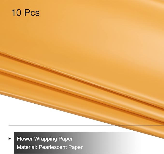 MECCANIXITY 10 Pcs Flower Wrapping Paper 22.8x22.8 Inch Waterproof Florists Wrapping Paper for Florist Bouquet Supplies, DIY Crafts, Gift/Gift Box Packaging Yellow