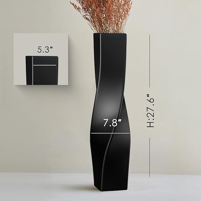 Tall Vase On Floor, 27.56" Twisted Geometric Flower Vase for Home, Living Room, Flower Centerpieces, Shelf, Table, Decor, Creative Unique Decorative Vases