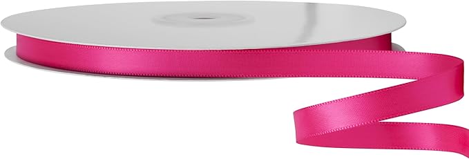 LIUYAXI Hot Pink Double Faced Satin Ribbon, 1/4" X Continuous 50 Yards, Thin Ribbons Perfect for Gift Wrapping Wedding Invitation Card Hair Bows Tag Floral Arrangement DIY Craft