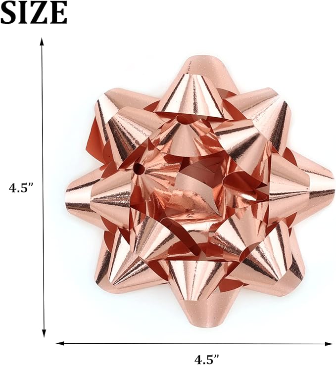 CHOIEO 15 Pcs Gift Bows Assortment, Decor for Christmas, Birthdays, Weddings, Holiday Embellishments, Presents, Wrapping Paper, Anniversaries, Baby Showers, Bridal Showers, Hanukkah (Rose Gold)