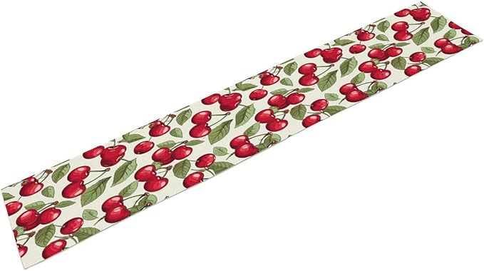 Cherry Table Runner,Spring Summer Fruit Tropical Birthday Party Decorations Dining Room Home Kitchen Table Decor 13 x 120Inch