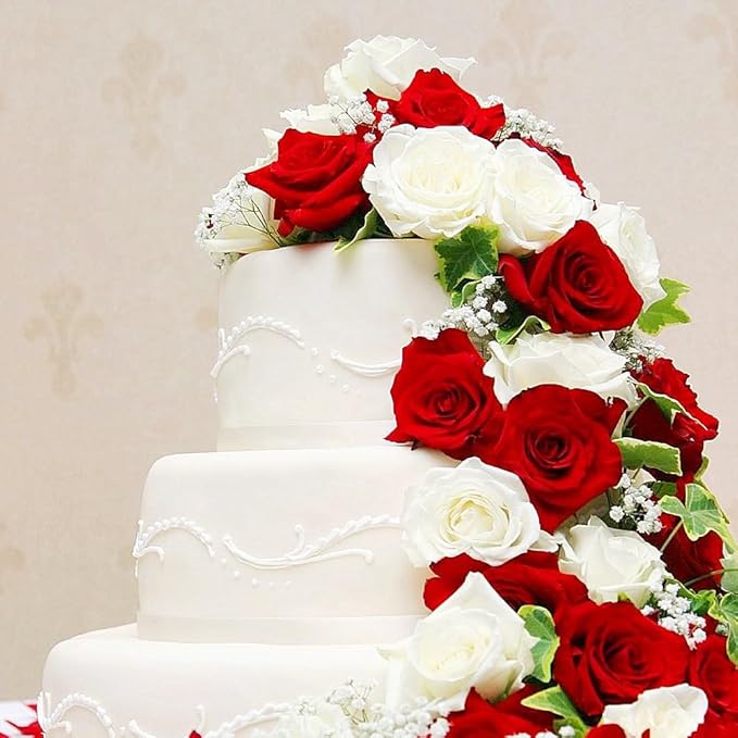 12pcs Artificial Roses Single Stem Fake Silk Flower Arrangement Bridal Bouquet Real Touch for Home Party Wedding Decoration Without Vase (Red)