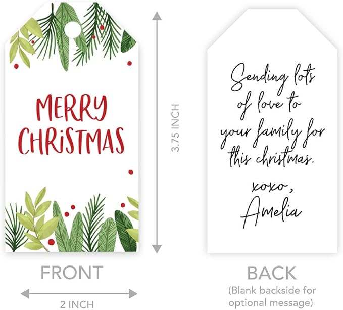 Andaz Press Christmas Holiday Season Classic Gift Tags, Merry Christmas to from Classic Favor Tags, Holly and Berry Branches Design, for Holiday Events, Parties, and Favors, 60-Pack