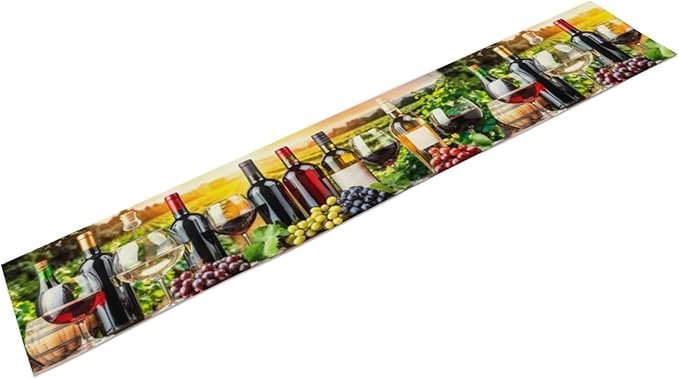 Red Wine Retro Table Runner, Table Dresser Runner, Kitchen Dining Table Runners for Indoor Outdoor Holiday Decor 13x90 in