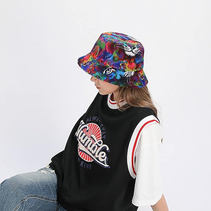 XYIYI Cute Bucket Hat Beach Fisherman Hats for Women, Reversible Double-Side-Wear