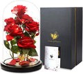 Christmas Flowers Gifts for Women,Beauty and The Beast Rose,Artificial Silk Rose Preserved Forever in Glass Dome,Anniversary,Thanksgiving,Birthday Gifts Flower Roses Gifts for Mom Wife Girlfriend