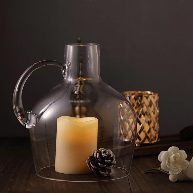 Efavormart 10" Heavy Duty Clear Glass Vases Candle Holder Centerpiece Vessel Jar with Wooden Base