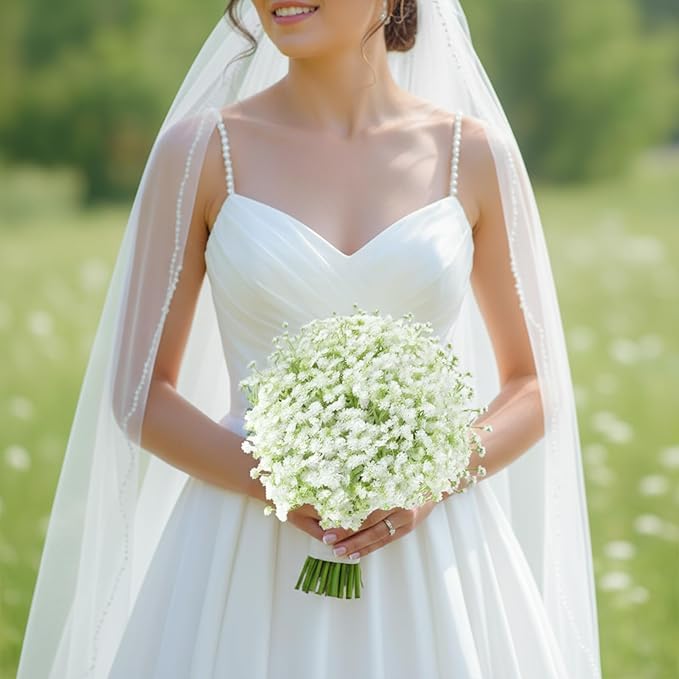 150PCS Babys Breath Artificial Flowers, Bulk Faux Baby Breath Flower Babys Breaths White Gypsophila Real Touch Wedding Flower Bouquet for Wedding Party Bouquet Garden Home Decor-11.81inches