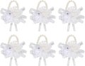 MECCANIXITY 6Pcs Wrist Corsage Artificial Flower Bracelets Rose Wrist Bride Groom Decorative for Wedding Ceremony Prom Party Anniversary White