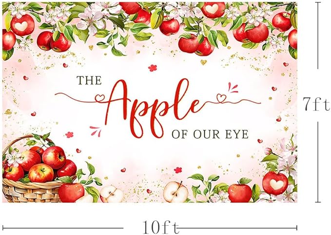 MEHOFOND Fall Apple Baby Shower Photography Backdrop Apple of Our Eye Baby Shower Decorations Autumn Floral Princess Baby Shower Party Photo Studio Booth Background Banner 10x7ft
