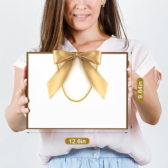 JMANNI Gift Bag, 1PCS Gift Bags Large with Ribbon and 1 Greeting Cards 2 Tissue Paper, Portable Paper Gift Bag with Handles, Birthday Gift Bags,Present Bags for Wedding Party Mothers Day