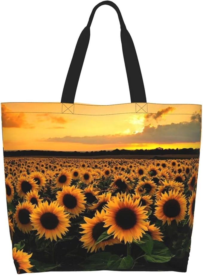 Sunflower Tote Bag For Women, Waterproof Shoulder Bags Big Reusable Grocery Handbag For Shopping Picnic Work Beach