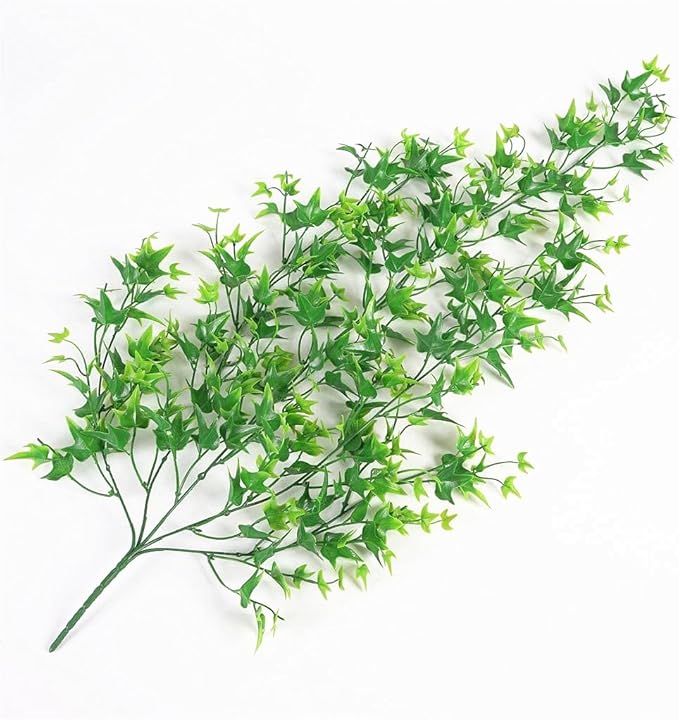 Artificial Hanging Vines, Fake Vine Plastic Plants Sweet Potato Leaves Ivy UV Resistant Greenery Décor Faux Flowers for Indoor Outdoor Garden Door Wall Wedding Party Table Decoration Green 4 Pack