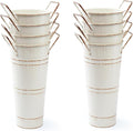 Notakia Galvanized Metal Vases Farmhouse French Flower Bucket Vases for Cut Flowers for Home Decor and Wedding Table Centerpiece Decorations (Beige Set of 8)
