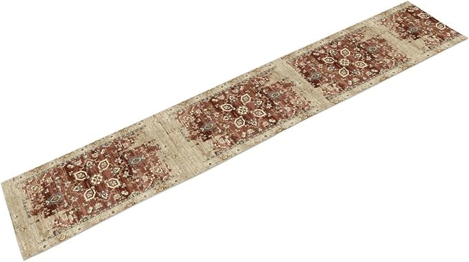 Vintage Persian Table Runner, Boho Ornate Medallion Rust Flower Oriental Style Table Runner for Kitchen Dining Indoor Outdoor Home Party Decor, 13x108 Inch