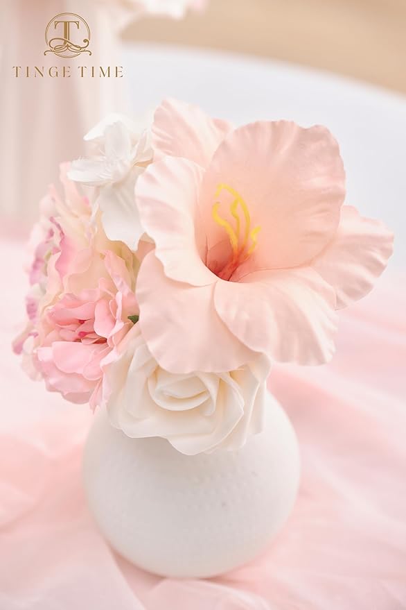 TINGE TIME Artificial Flowers Light Pink Flower Combo for DIY Wedding Bouquets Table Centerpieces Arrangements Party Baby Shower Home Spring Decorations