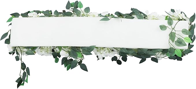 TFCFL Artificial Flowers Row, 39.5" X 12" Wedding Arch Faux Floral Swags, 3D Flower Panels Arrangement, DIY Wall Backdrop for Wedding Party Table Runner Decoration (White)