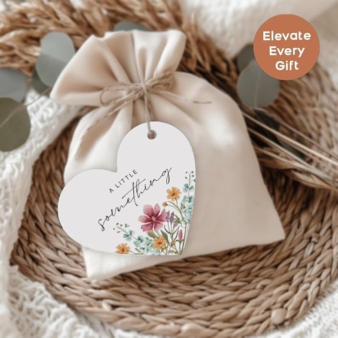 50 Heart Thank You Gift Tags with String Attached, Small Thank You for Celebrating with Us Gift Bag Tags for Presents and Personalized Party Favors - Baby Shower, Wedding, Bridal Shower, Birthday