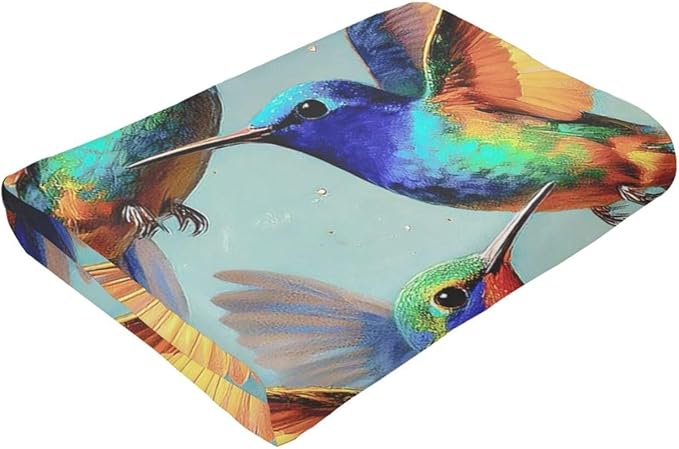Hummingbird Throw Blanket Hummingbird Blanket Soft Cozy Fleece Fuzzy Stuffed Plush Flannel Animal Gifts for Girls Women Boys Kids Adults 40''x50''