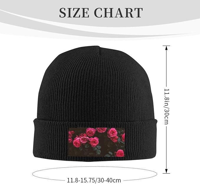 Cute Rose Beanie Hat Rose Beanie Cap Rose Flower Knitted Beanies Flower Knit Hats Winter Hat for Women Men