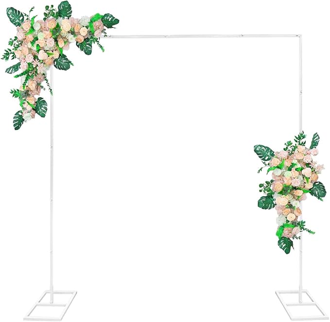 8.2FT White Metal Wedding Arches for Ceremony Square Balloon Arch Stand Rectangular Backdrop Stand for Anniversary Birthday Party Bridal Shower Home Indoor Outdoor Decoration
