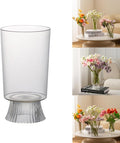 Clear Acrylic Tall Pedestal Vase, Modern Transparent Decorative Centerpiece for Flowers,Non-Breakable Lightweight Plastic Bouquet Vase for Dining Table,Entryway,and Living Room Home Decor