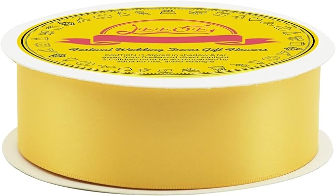 Double Face Yellow Satin Ribbon 1-1/2" X 50 Yards Polyester Maize Yellow Ribbon for Gift Wrapping Very Suitable for Weddings Party Hair Bow Invitation Decorations and More