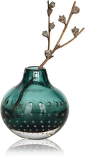 CONVIVA Bud Vase Green Glass Vase Flower Art Diffuser for Reed Idea Modern Handcrafted Small Tabletop Fall Decor Arrangement 4.2" H