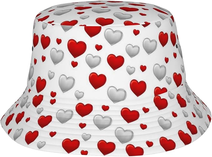 Love Bucket Hat Heart Fisherman Cap Romantic Bucket Hats Sun Caps for Hiking Camping