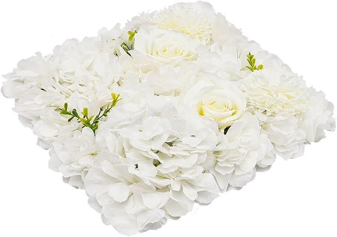 3D Flower Wall Panel 12Pcs Artificial Flower Wall Background Silk Rose Mat for Wedding Wedding Decor Shop Photo Backdrop (Flower Type A)